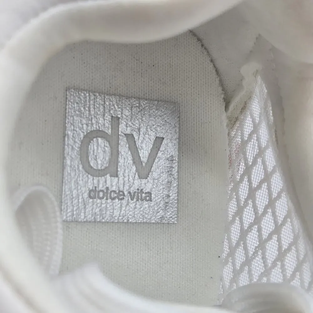 Dolce Vita Jammy Woven Mesh Sneakers Sz 7.5 White Womens Lace Comfort Breathable